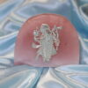 Pure Silver Shrinathji Idol on Natural Rose Quartz