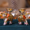 Meenakari Elephant Diya in Pure Silver
