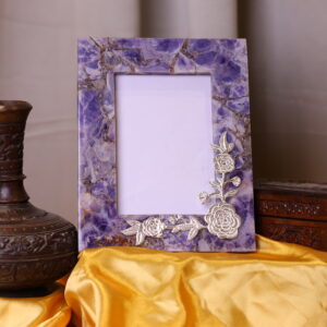 Amethyst Photo Frame with Silver Floral