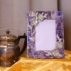 Purple Amethyst Photo Frame with Upper Corner Floral Design