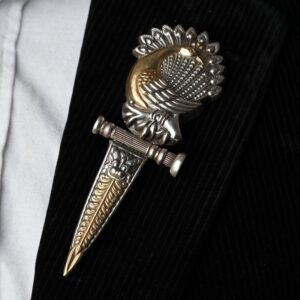 Regal Peacock Silver Dagger Pin