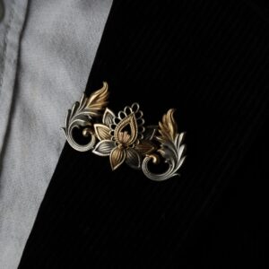 Pure Silver 925 Men’s Petite Floral Brooch