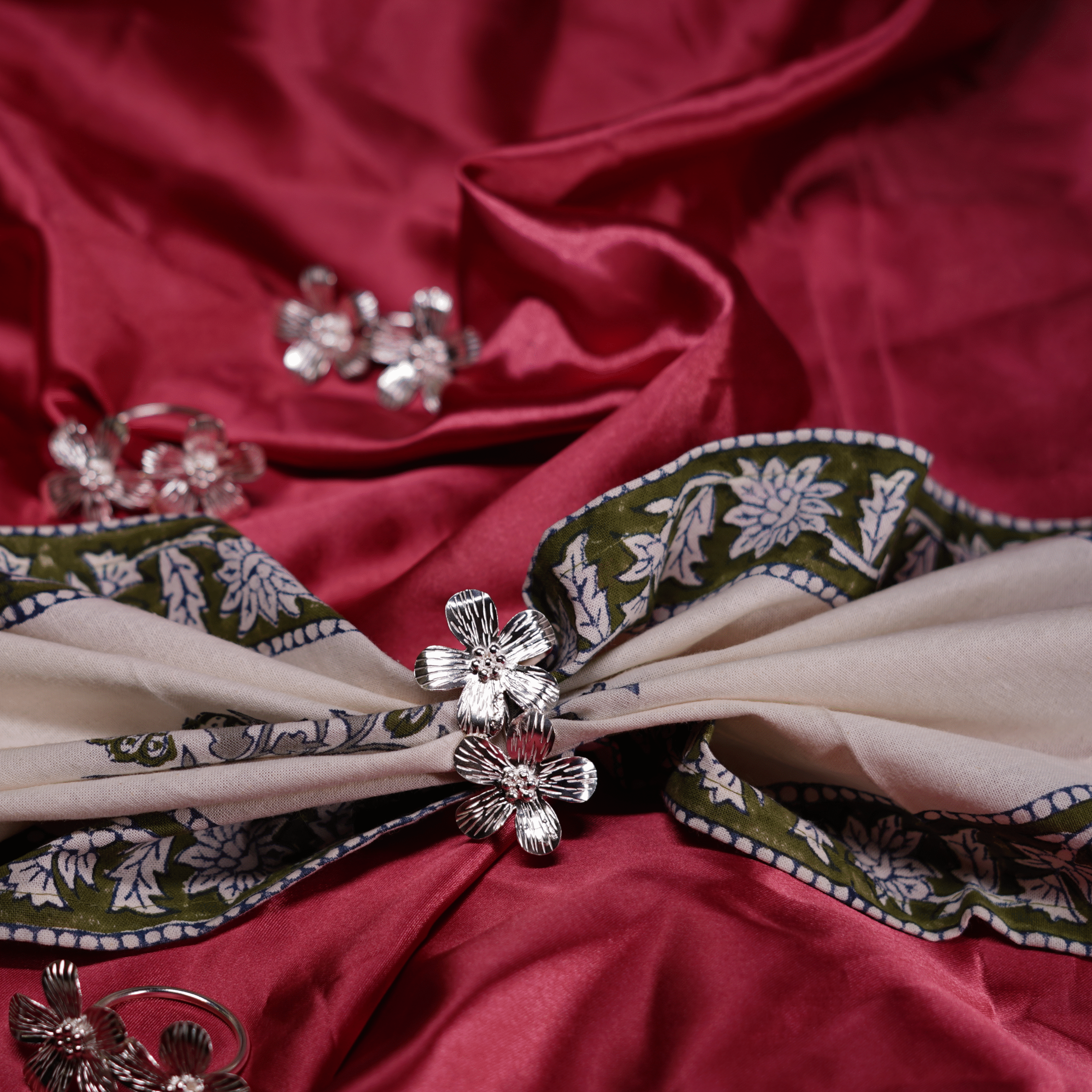 Pure Silver Flower Napkin Rings