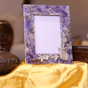 Purple Stone Frame with Corner Flower Design