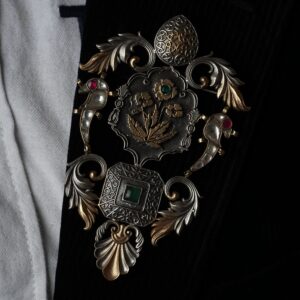 Pure Silver 925 Men’s Heritage Floral Brooch