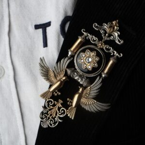 Pure Silver 925 Men’s Bird Emblem Brooch