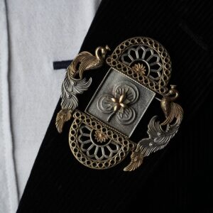 Pure Silver 925 Men’s Peacock Lotus Brooch