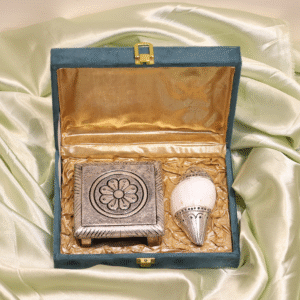 Handcrafted Pure Silver Panchayat Set with Mother-of-Pearl Shankh